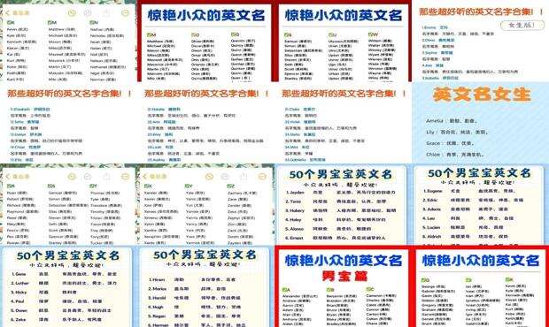 迅速流行的英文 - 流行的英文名