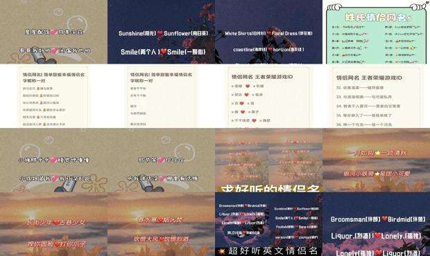 可爱的情侣名小众 - 可爱的情侣名