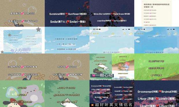 可爱情侣名字一男一女 - 可爱情侣名