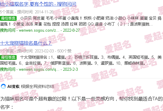 猫名字吉利好运财旺可爱 - 猫名