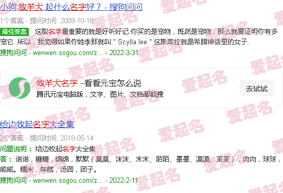 牧羊犬名字大全 - 牧羊犬名字