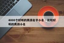 4000个好听的男孩名字小名 - 比较好听的男孩小名