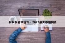 狗狗取名带运气 - 2025最火泰迪狗名