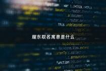 耀东取名寓意是什么 - 取名字耀的意思