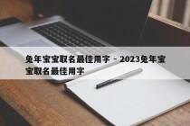 兔年宝宝取名最佳用字 - 2023兔年宝宝取名最佳用字