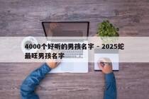 4000个好听的男孩名字 - 2025蛇最旺男孩名字