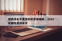 取男孩名字寓意好的字有哪些 - 2025蛇最旺男孩名字