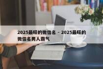 2025最旺的微信名 - 2025最旺的微信名男人霸气