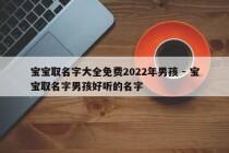 宝宝取名字大全免费2022年男孩 - 宝宝取名字男孩好听的名字