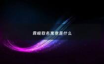 霖峻取名寓意是什么 - 霖峻取名寓意是什么意思