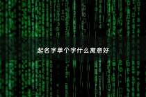 起名字单个字什么寓意好 - 起名字单个字什么寓意好女孩