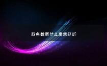 取名魏雨什么寓意好听 - 魏雨什么的名字好听