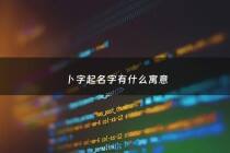 卜字起名字有什么寓意 - 卜字取名寓意好吗