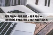 男生网名ins高级质感 - 男生网名ins高级质感岁月成诗戚心协力无畏向前520