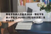取名字生辰八字起名2024 - 取名字生辰八字起名2024年12月2日农历初二生时9点半