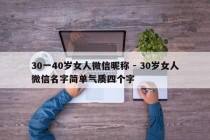 30一40岁女人微信昵称 - 30岁女人微信名字简单气质四个字
